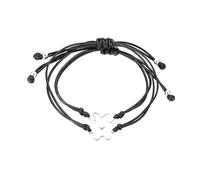 Beaupretty Pulseras Ajustables De Enamorados Tejidas De Titanio Para Pareja, Cuerdas Plateadas Resistentes, Obsequio Para Navidad y San Valentín, Set De 2 Piezas, Diseño De Ala y Corazón, Tamaño Único