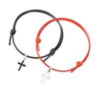 Beaupretty Pulseras de Cordón Encerado Cruzadas para Parejas 1 Par Negro y Rojo Pulsera de Hilo Unisex Joyas Masculinas y Femeninas para Amistad y Promesa Accesorio Ligero para Uso