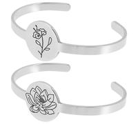 Beaupretty Pulseras Rígidas de Acero Inoxidable para Mujer Set 2 Piezas Diseño Floral Mensual Pulseras Tipo Brazalete Plateadas Obsequio Adecuado para Cumpleaños y Ocasiones Obsequios