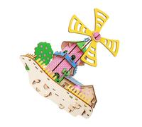 Beaupretty Puzzle de Madera para Adultos Modelo de Casa Molino de Viento Puzzle de Ensamblaje Manual con Madera Natural Decoración Artesanal DIY Regalo Creativo y Educativo