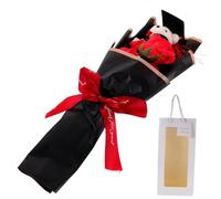 Beaupretty Ramo De Flores De Jabón Artificial Con Oso De Graduación y Bolsa Bouquet De Rosas Aromáticas Para Celebraciones y Decoraciones De Graduación