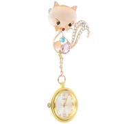 Beaupretty Reloj de Bolsillo para Enfermera Broche Dorado con Diseño de Cabeza de Animal en Aleación de Zinc para Uso en Hospital y Estilo Moderno