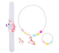 Beaupretty Reloj Digital de Pulsera y Collar de Cuentas de Silicona Diseño de Unicornio para Niñas, Set de Joyas Adorables para Uso Diario y Obsequio
