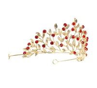 Beaupretty Retro Diamond Crown Head Hoop tiara nupcial diadema de boda tiara de la novia tocado de novia decoraciones nupciales de la boda tiaras de boda para novia Aleación de zinc rojo