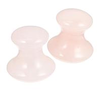 Beaupretty Rodillo Masajeador Facial y Tabla Gua Sha de Cristal Natural, 2 Piezas, Rosa, para Masaje Facial, Cuello y Espalda, Fácil de Sujetar