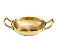 Beaupretty Sartén de Acero Inoxidable Dorado Diseño de Doble Oreja, Resistencia Corrosión y Oxidación, Adecuado para Cocina Casera y Restaurante de Hot Pot