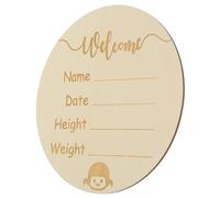 Beaupretty Señal de Llegada de Letrero de Anuncio de Madera Redonda Nombre de Letrero de Bienvenida para Recién Nacido para Guardería