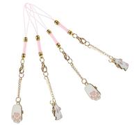 Beaupretty Set de 4 Llaveros Colgantes para Teléfono Diseño de Conejo y Garra de Gato, Correa Fácil de Colocar en Aleación y Cuerda, Adecuado para Decoración y Obsequio