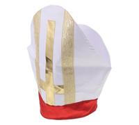 Beaupretty Sombrero Litúrgico Medieval para Hombre, Accesorio de Disfraz Clerical Tela Transpirable, Diseño Patrón Ornamental, Adecuado para Disfraces Religiosos, Natividad y