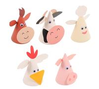 Beaupretty Sombreros de Cumpleaños Papel 5 Piezas Diseño de Animales Pollo Oveja Cerdo Vaca Tamaño Ajustable Colores y Accesorios para Fiestas Infantiles y Sesiones de Fotos