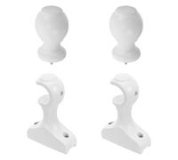 Beaupretty Soporte de Barra de Cortina de Madera de Color Blanco 29 Mm con Remates Decorativos 4 Piezas para Accesorios de Cortinas, Tapa para Extremos, Adecuado para Decoración de Ventanas