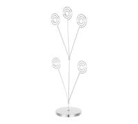 Beaupretty Soporte de Escritorio Plateado con 5 Clips para Tarjetas y Notas, Portafotos Metálico Multifuncional para Organización en Oficina, Bodas y Eventos, Expositor Compacto para