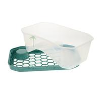 Beaupretty Tanque para Tortugas Pequeño con Rampa de Descanso y Alimentación Acuario de Plástico Resistente para Hábitat Interior de Reptiles con Cubierta Azul y Base