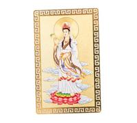Beaupretty Tarjeta Amuleto Kwan Yin Dorada Auspiciosa Metálica, Ligera y Portátil, Amuleto Budista Espiritual para Protección, Suerte y Armonía en Hogar, Oficina o Automóvil