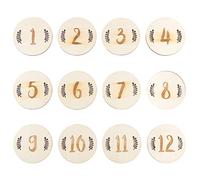 Beaupretty Tarjetas Mensuales para Conmemorar y Registrar el Primer Año de Plástico Beige para Bebés 12 Piezas Diseño Creativo en Forma de Hojas en Baby Shower