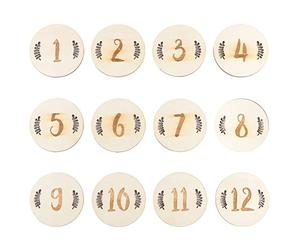 Beaupretty Tarjetas Mensuales para Conmemorar y Registrar el Primer Año de Plástico Beige para Bebés 12 Piezas Diseño Creativo en Forma de Hojas en Baby Shower