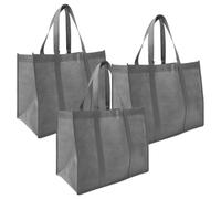 Beaupretty Tela No Tejida Bolsa de Compras Cuadrada Reutilizable, 3 Piezas | Fondo Estable, Superficie Lisa, Plegado Fácil, Gris, 40,6x33,3x26cm, para Compras y Obsequio