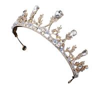 Beaupretty Tiara de Cristales para Novias y Damas de Honor Accesorio de Boda Elegante Color Dorado para Fiestas y Fotografías Diseño Único y Ligero Adorno para Mujeres