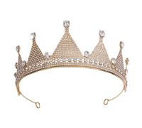 Beaupretty Tiara de Novia para Boda y Cumpleaños Accesorio de Cabello Elegante Dorado para Fiestas y Celebraciones