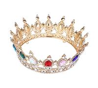 Beaupretty Tiara De Novia Redonda Accesorios Arcoíris Horquillas Para El Pelo De Novia Pastel Tiara De Cumpleaños Para Niñas Para Niñas Women Decoración Tiaras Paseo Colorful Aleación
