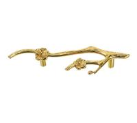 Beaupretty Tirador de Latón Forjado en Forma de Rama de Flores, Pomo para Gabinete y Cajón, Tamaño 150x42x25 Mm, Acabado Dorado, Adecuado para Muebles de Tocador, Armarios y Estanterías