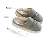 Beaupretty Zapatillas Calefactables USB de Felpa para Invierno Calentadores de Pies Eléctricos Portátiles Unisex Diseño Ergonómico Gris Calentador Doméstico Reutilizable para Mantener los