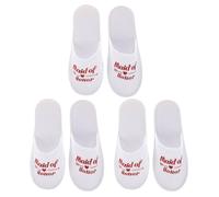 Beaupretty Zapatillas de Tela Desechables para Boda y Fiesta de Pijamas Punta Cerrada Color Rojo Letras Doradas Pack de 3 Pares Calzado para Invitadas y Madrinas Antideslizantes y