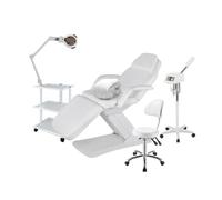 BEAUTEK Cabina de maquillaje Basic Juego completo - Equipamiento cosmético profesional con cómoda tumbona, carrito auxiliar, lámpara de lupa LED, vaporizador, silla de trabajo y funda para tumbona