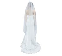 BEAUTELICATE 1 Capa Velo de Novia Boda Blanco Marfil Largo Corto Suave Tul Sencillo Corte Borde Con Peine Varias Longitudes (Vals longitud: 140cm, Marfil)