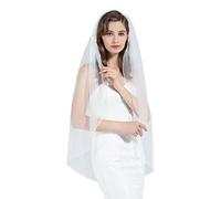 BEAUTELICATE 1 Capa Velo de Novia Boda Blanco Marfil Largo Corto Suave Tul Sencillo Lápiz Borde Con Peine Varias Longitudes（Marfil,Catedral）