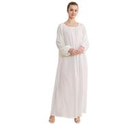 BEAUTELICATE Camisón Victoriano de Algodón Muselina para Mujer con Detalles de Encaje Manga Larga Suave y Holgado Blanco（Blanco,M）