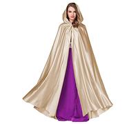 BEAUTELICATE Capa con Capucha Medieval Mujer Disfraz Abriga Larga para Novia Vampiro Princesa Bruja Halloween Navidad Fiesta Cosplay Fotografía （Champán）
