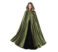 BEAUTELICATE Capa con Capucha Medieval Mujer Disfraz Abriga Larga para Novia Vampiro Princesa Bruja Halloween Navidad Fiesta Cosplay Fotografía （Ejército Verde）