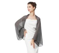 BEAUTELICATE Chal Cape Mujer Fiesta Gasa Bufanda Estola Verano para Novia Bodas Invitada Elegante Ligero (Dark Grey)