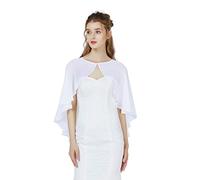 BEAUTELICATE Chal Cape Mujer Fiesta para Bodas Vestido Noche Gasa Capeletes Altos Bajos Elegante Ligero (Blanco)