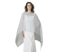 BEAUTELICATE Chal de Crepé Chiffon para Mujer Capa Gasa Fiesta Ligera para Novias Bodas y Vestidos de Noche-Azul Hielo Claro