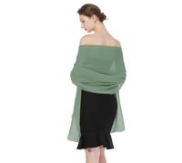 BEAUTELICATE Chal de Gasa Mujer Estola Capa Poncho Graduación para Novia Boda Fiesta Elegante Cerimonia Evento Noche (Sabio Polvoriento,Plus Size)
