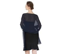BEAUTELICATE Chal de Gasa Mujer Estola Capa Poncho Graduación para Novia Boda Fiesta Elegante Cerimonia Evento Noche (Azul Noche,Plus Size)