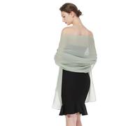 BEAUTELICATE Chal de Gasa Mujer Estola Capa Poncho Graduación para Novia Boda Fiesta Elegante Cerimonia Evento Noche (Verde Salvia,Plus Size)