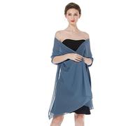 BEAUTELICATE Chal de Gasa Mujer Estola Capa Poncho Graduación para Novia Boda Fiesta Elegante Cerimonia Evento Noche (Azul Pizarra,Plus Size)