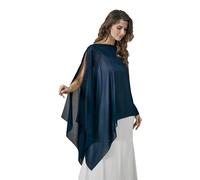 BEAUTELICATE Chal Estola de Gasa Elegante para Mujer Chifón Capa Poncho Ligera para Novias Bodas y Vestidos de Noche-Azul Marino