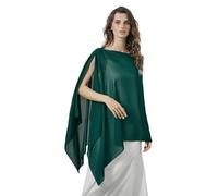 BEAUTELICATE Chal Estola de Gasa Elegante para Mujer Chifón Capa Poncho Ligera para Novias Bodas y Vestidos de Noche-Verde Esmeralda