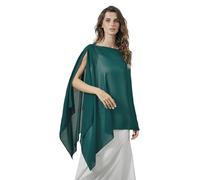 BEAUTELICATE Chal Estola de Gasa Elegante para Mujer Chifón Capa Poncho Ligera para Novias Bodas y Vestidos de Noche-Verde Azulado