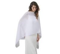 BEAUTELICATE Chal Estola de Gasa Elegante para Mujer Chifón Capa Poncho Ligera para Novias Bodas y Vestidos de Noche-Blanco