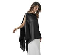 BEAUTELICATE Chal Estola de Gasa Elegante para Mujer Chifón Capa Poncho Ligera para Novias Bodas y Vestidos de Noche-Negro