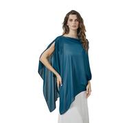 BEAUTELICATE Chal Estola de Gasa Elegante para Mujer Chifón Capa Poncho Ligera para Novias Bodas y Vestidos de Noche-Azul Tinta