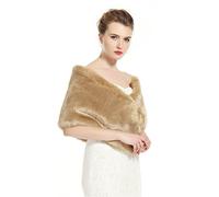 BEAUTELICATE Chal Estola de Pelo Mujer Boleros para Invierno Fiesta Novia Bodas(Caqui)