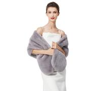 BEAUTELICATE Chal Estola de Pelo Mujer Boleros para Invierno Fiesta Novia Bodas(Gris Claro-Actualización)