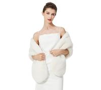 BEAUTELICATE Chal Estola de Pelo Mujer Boleros para Invierno Fiesta Novia Bodas（Marfil-Actualización）