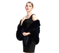 BEAUTELICATE Chal Estola de Pelo Mujer Invierno Boleros para Fiesta Novia Bodas Halloween Navidad (Azul Marino)
